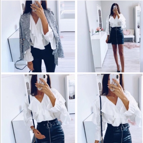 Romantic V-Neck Ruffle Blouse - Picture 2 of 4